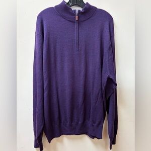 Peter Millar Men's 1/4 Zip-Up Sweater - Deep Purple
